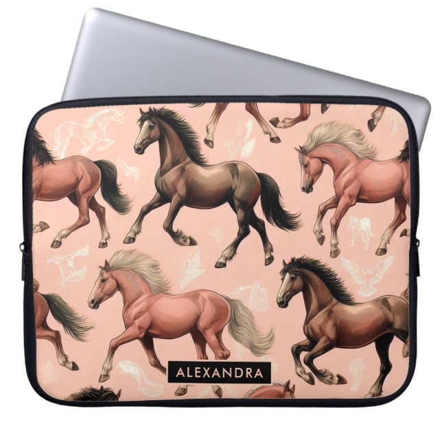 Housse Pour Ordinateur Portable Cheval mignon rose sans joint (Devant)