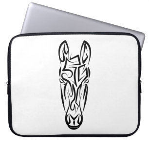 Housse Pour Ordinateur Portable Cheval tribal noir et blanc