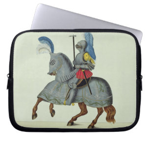 Housse Pour Ordinateur Portable Chevalier et cheval dans l'armure, plat 'd'une