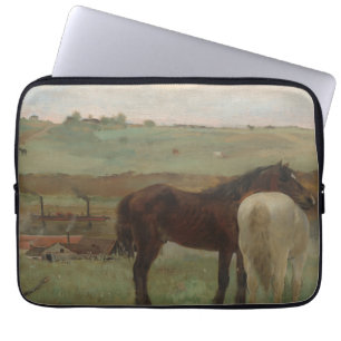 Housse Pour Ordinateur Portable Chevaux dans une prairie, Peinture à l'huile, Edga