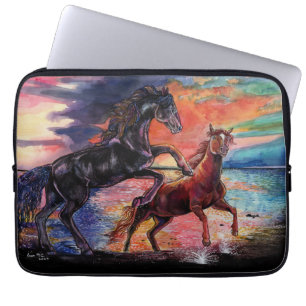 Housse Pour Ordinateur Portable Chevaux d'aquarelle sans fin Sky