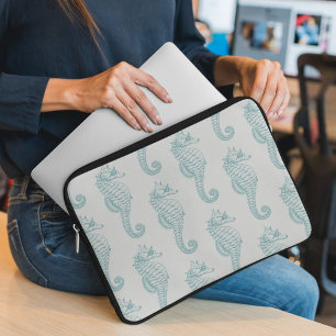 Housse Pour Ordinateur Portable Chevaux de mer tropicaux, Motif hippocampe - gris