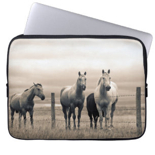 Housse Pour Ordinateur Portable Chevaux Quarter Horses dans la Prairie Canadienne