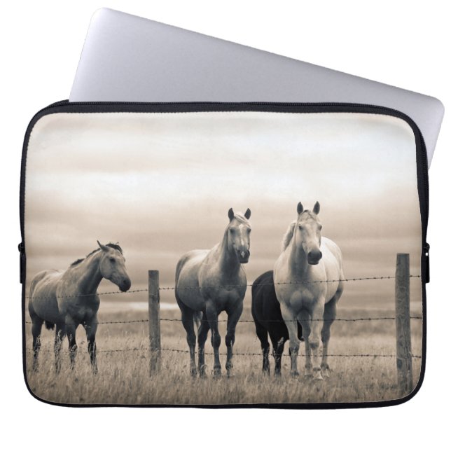 Housse Pour Ordinateur Portable Chevaux Quarter Horses dans la Prairie Canadienne (Devant)