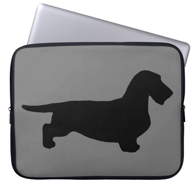 Housse Pour Ordinateur Portable Cheveux ronds Dachshund - Silhouette 1 (Devant)