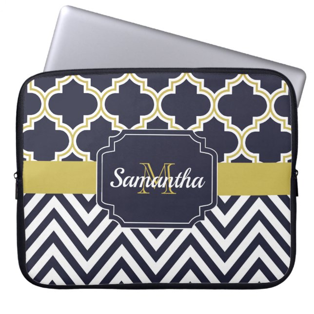 Housse Pour Ordinateur Portable Chevron et Quatrefoil (Devant)