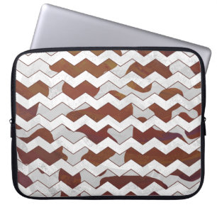 Housse Pour Ordinateur Portable Chevron Vache Brown et blanc