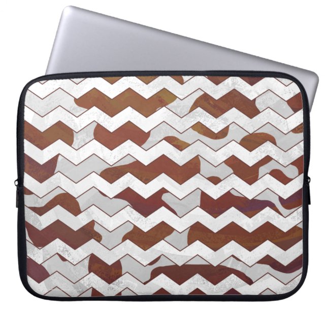 Housse Pour Ordinateur Portable Chevron Vache Brown et blanc (Devant)