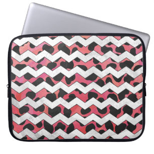 Housse Pour Ordinateur Portable Chevron Vache rose et noir