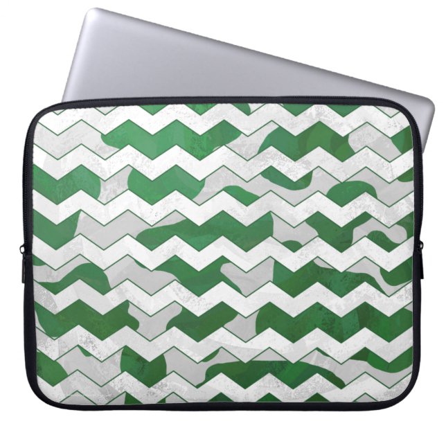 Housse Pour Ordinateur Portable Chevron Vache vert et blanc Impression (Devant)
