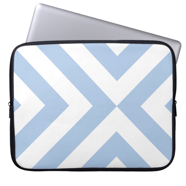 Housse Pour Ordinateur Portable Chevrons bleu clair et blanc (Devant)