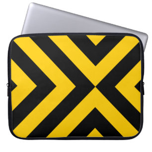 Housse Pour Ordinateur Portable Chevrons jaunes et noirs