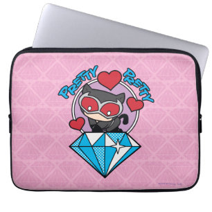 Housse Pour Ordinateur Portable Chibi Catwoman assise Sur Le Grand Diamant