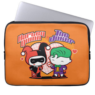 Housse Pour Ordinateur Portable Chibi Harley Quinn & Chibi Joker Coeurs