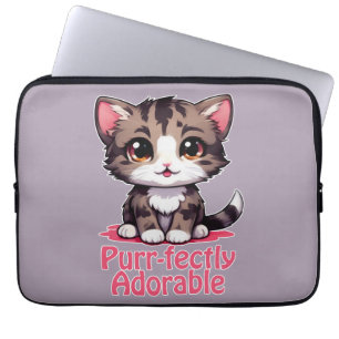 Housse Pour Ordinateur Portable Chibi Kawaii Kitten Purr parfaitement adorable en