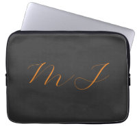 Chic calligraphie gris orange monogramme nom initi