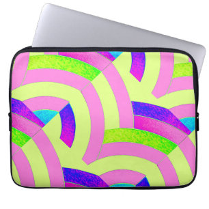 Housse Pour Ordinateur Portable chic et moderne, chevrons rose/vert chic
