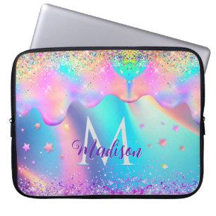 Housse Pour Ordinateur Portable Chic holographique licorne goutte parties scintill