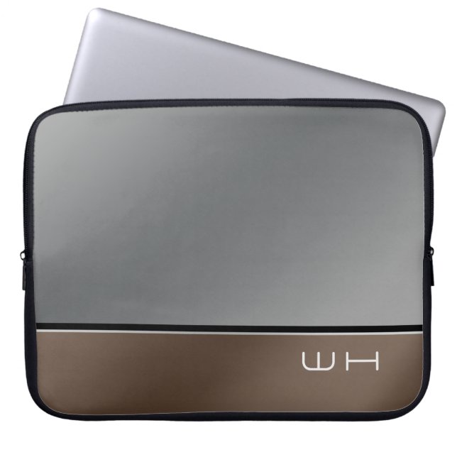 Housse Pour Ordinateur Portable Chic moderne affaires gris Brown (Devant)