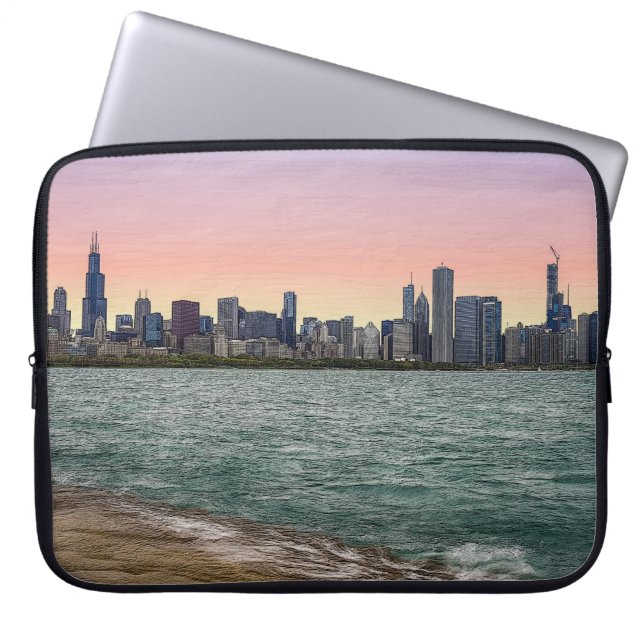 Housse Pour Ordinateur Portable Chicago Skyline (Devant)