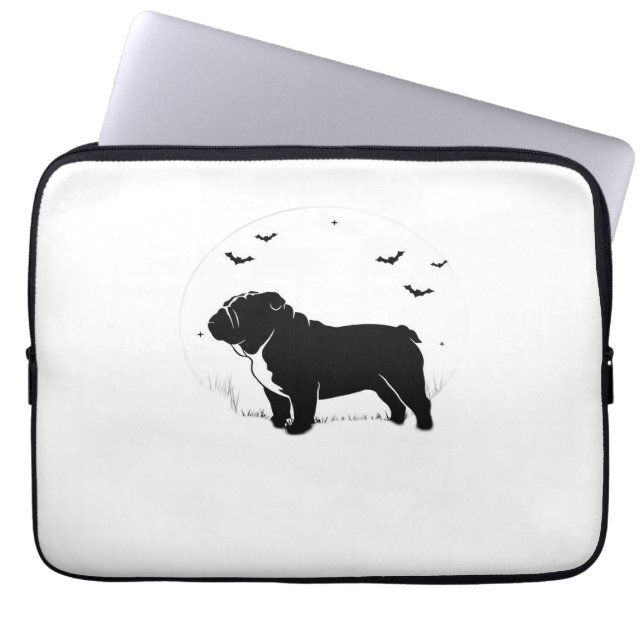 Housse Pour Ordinateur Portable Chien à Chien - Halloween Moon Silhouette Ov (Devant)