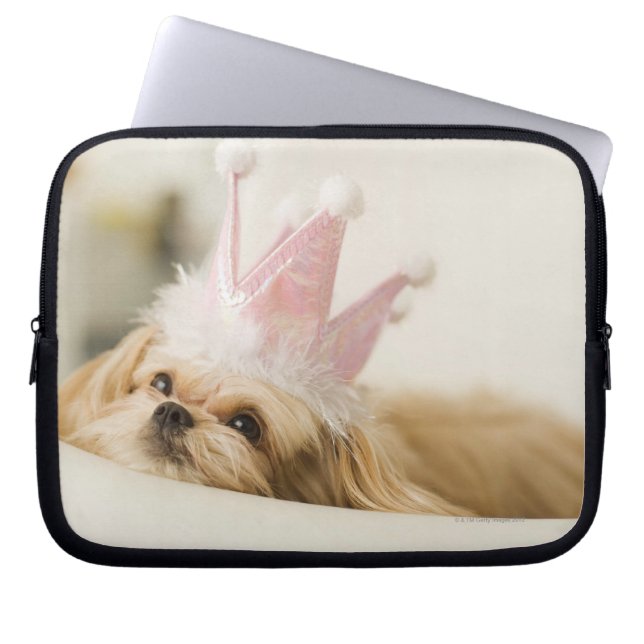 Housse Pour Ordinateur Portable Chien avec couronne (Devant)