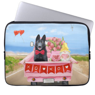 Housse Pour Ordinateur Portable Chien berger allemand Saint Valentin Coeurs de cam