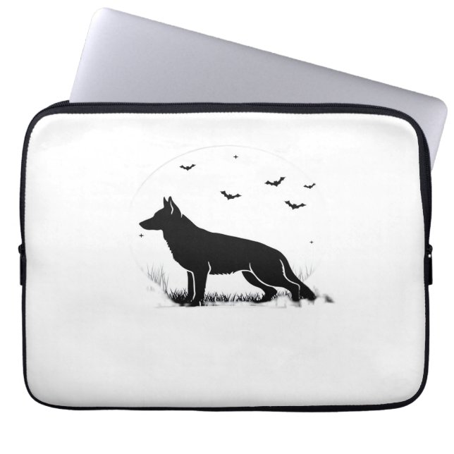 Housse Pour Ordinateur Portable Chien berger allemand - Silhouette de lune d'Hallo (Devant)