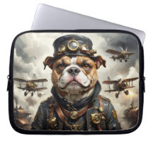 Chien bouledogue anglais aviateur Steampunk
