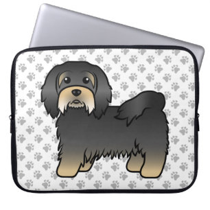 Housse Pour Ordinateur Portable Chien Caricature Cute, Noir Et Tan Havanais