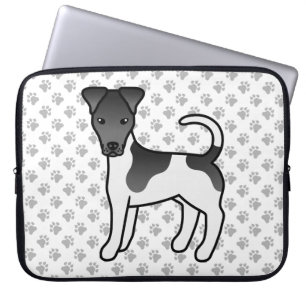 Housse Pour Ordinateur Portable Chien Caricature de Renard Lumé Noir Et Blanc