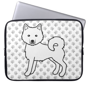 Housse Pour Ordinateur Portable Chien caricature mignon de Malamute en Alaska blan