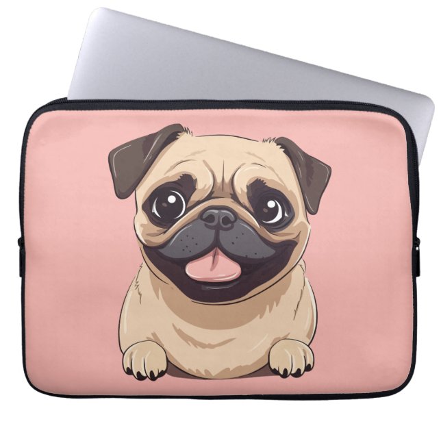 Housse Pour Ordinateur Portable chien carlin (Devant)