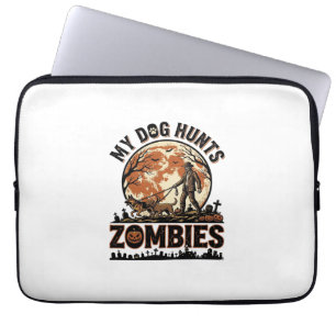 Housse Pour Ordinateur Portable Chien chasse les zombies Conception de vecteur Hal