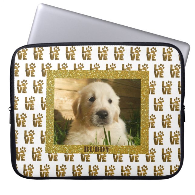 Housse Pour Ordinateur Portable Chien Chat Love Empreintes de pattes Love Photo (Devant)