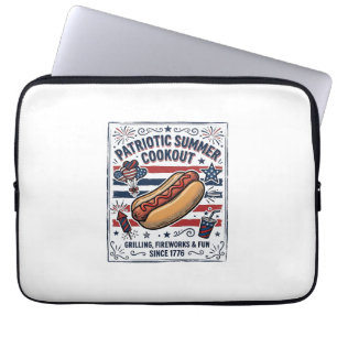 Housse Pour Ordinateur Portable Chien Chaud Patriotique Pique-Nique Vintage