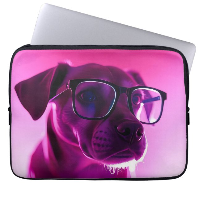 Housse Pour Ordinateur Portable Chien Cool avec Lunettes de Soleil (Devant)
