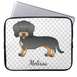 Housse Pour Ordinateur Portable Chien Dachshund Fil Noir Et Tan Avec Nom