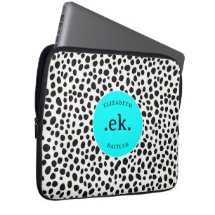 Housse Pour Ordinateur Portable Chien dalmate Motif Abstrait Aqua Blue Monogramme
