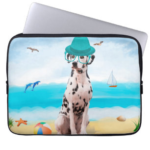 Housse Pour Ordinateur Portable Chien Dalmation sur la plage