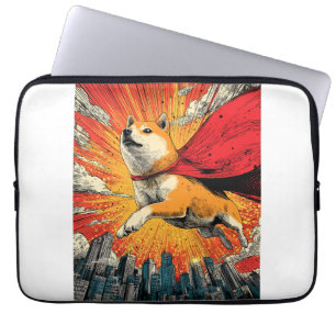 Housse Pour Ordinateur Portable Chien de bande dessinée Shiba super-héros