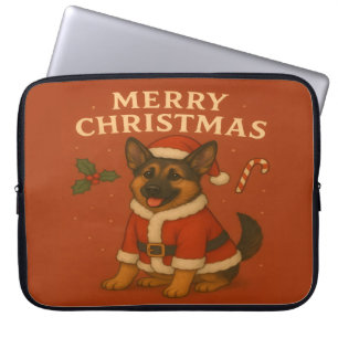 Housse Pour Ordinateur Portable Chien de berger allemand de Noël Chien de Noël San