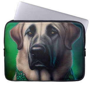 Housse Pour Ordinateur Portable Chien de berger anatolien en tenue de la Saint-Pat