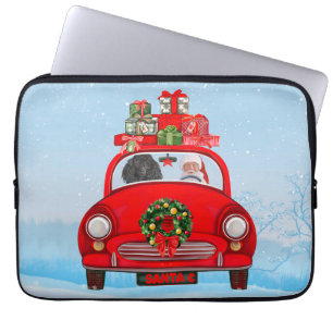Housse Pour Ordinateur Portable Chien De Poiche En Voiture Avec Le Père Noël