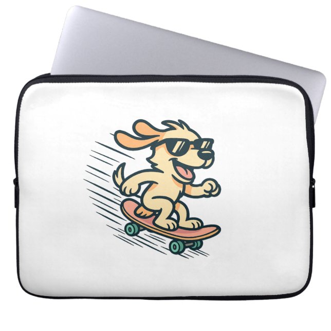 Housse Pour Ordinateur Portable Chien de Skateboard (Devant)