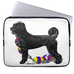 Housse Pour Ordinateur Portable Chien d'eau portugais debout avec ligne de flottai