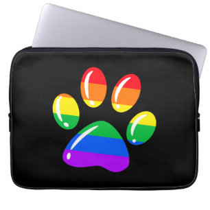 Housse Pour Ordinateur Portable Chien Empreinte de patte arc-en-ciel Paw LGBT Prid