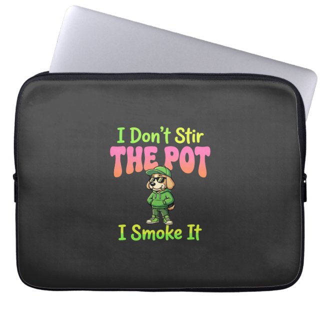 Housse Pour Ordinateur Portable Chien Fumeur de Joint Drôle Stoner (Devant)