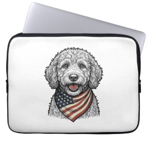 Housse Pour Ordinateur Portable Chien gribouillé patriotique Gravure vintage vecte
