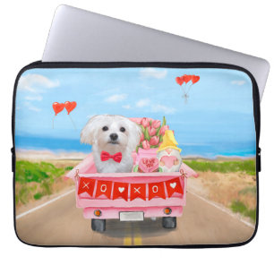 Housse Pour Ordinateur Portable Chien maltais Saint Valentin Camion